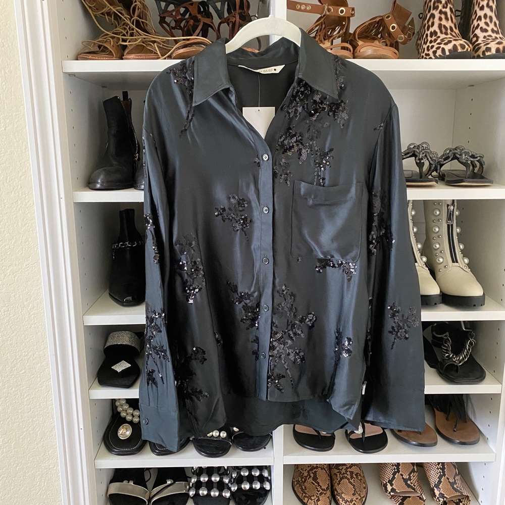 Zara Sequin Embroidered Blouse
